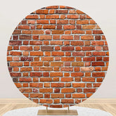 Aperturee - Round Vintage Red Brick Wall Backdrop For Birthday